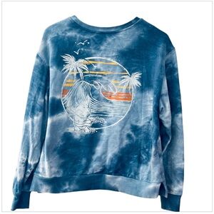 Disney Stitch Blue Tie Dye Pullover Sweatshirt Size L Long Sleeves Graphic